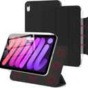 Magnetic Case for iPad mini 7 A17 Pro, Slim Smart Folio for iPad mini 7th/6th Generation 8.3 Inch 2024/2021 Model, Lightweight Trifold Stand, Auto Sleep/Wake, Support Pencil Pro, Black