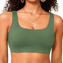 Women Sport Bra Swimsuit Top - Swim Bra Bikini Top Only Scoop Neck Bathing Suit 2025 Swimwear (Small, Olive Green)