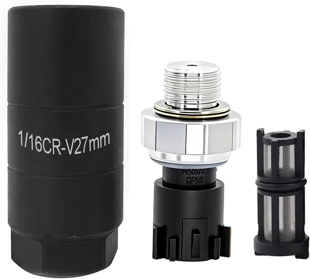 12673134 PS690 Oil Pressure Sensor & Socket for Chevy Silverado 1500 2500 3500 Express Avalanche Camaro Tahoe Colorado Cruze Equinox Suburban & GMC Savana Sierra Yukon Canyon Replaces 926041 (12673134 w/screen filter & Black Socket)