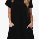 Alaster Women’s Casual Summer T Shirt Dress Loose Short Sleeve Tunic Dress with Pocket for Women M