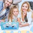 Cute Pencil Case, 3D Pencil Pouch for Girls Kids, Sparkly Pencil Bag with Sequins for Students, Glitter Bling School Supplies Stationary Pen Holder, Blue