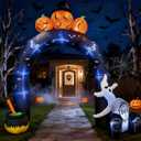 GVDV 10FT Halloween Inflatables Outdoor Decorations with Pumpkins & Ghosts,Lighted Halloween Yard Decorations with 9 Bright LEDs,Spooky Blow Up Entrance for Front Yard/Garden/Porch/Pathway/Party
