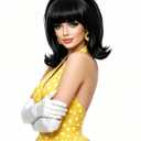 Rugelyss Short Black Wig with Bang Retro Bouffant Beehive Wigs fits 80s Costume or Halloween Party