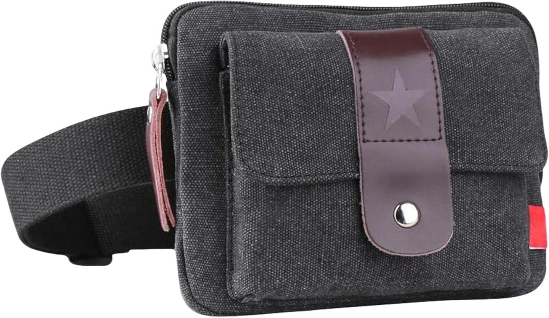 Canvas Belt Bag for Men, Tobacco Pipe Waist Purse, Smoking Accessory Waist Bag for Hiking Camping Riding Fishing