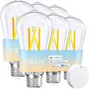 OREiN Matter Smart Light Bulb, ST19(58) Smart Edison Bulbs with Remote Control Work with Apple Home, Alexa, Google Home, SmartThings, 800lm 2700K-6500K Smart Filament Bulb E26 Base 6Pack