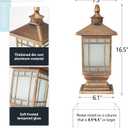 Outdoor Column Lights, Outdoor External Patio Landscape Glass Post Lantern E26 Fixture Traditional Waterproof Garden Post Light Aluminum Modern Fence Pillar Lamp, 43cm x 20cm x 15.5cm