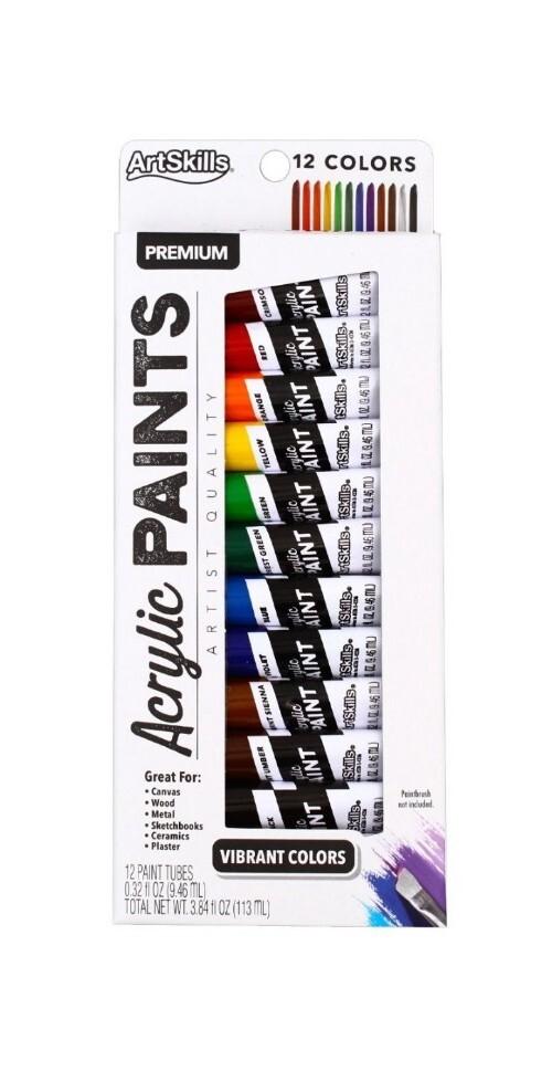 ARTSKILLS Acrylic Paints 12 Piece Artist Quality Vibrant Colors 0.32 Oz 