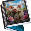 Cute Travel Pill Box Organizer with 8 Compartments - Compact and Fashionable Pill Case with Mirror - Ideal for Medications (Happy Piglet)
