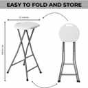 30 Inch Tall Folding Stool Chair | Heavy Duty Plastic Stool Chair | Portable Foldable Bar Height Stools with Handle for Indoor & Outdoor | Bar Stools with Footrest | 300lbs Capacity | White (1)