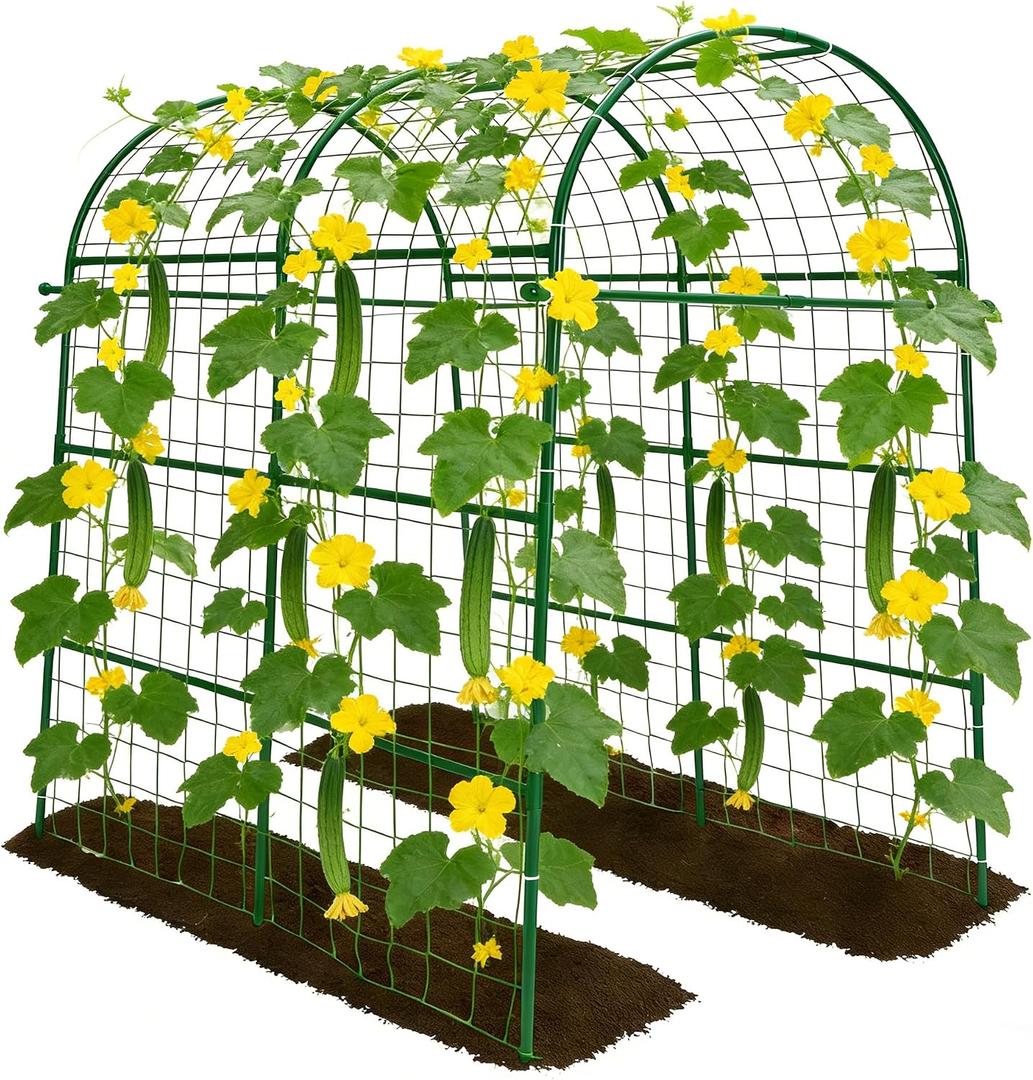 Trellume Garden Arch Trellis for Climbing Plants Outdoor - 83" H*71" W*43" L Large Rustproof Garden Trellis, Heavy Duty Grape Trellis, Tunnel Trellis for Melons, Pumpkins, Cucumbers, Peas(Green)