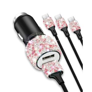 Bling Car Charger,Cigarette Lighter USB Charger,Car Accessories for Women