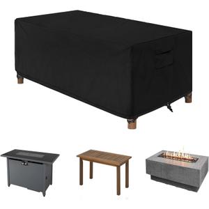 WOMACO Patio Rectangular Fire Pit Cover Waterproof Outdoor Fireplace Covers Heavy Duty Rectangle Fire Table Firepit Protector - 48 x 30 x 24 inches, Black