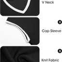 Imily Bela Summer Cap Sleeve Sweater Vest for Women Casual V Neck Sleeveless Knit Pullover Tank Tops 2025 Spring Shirts (Small, Black)