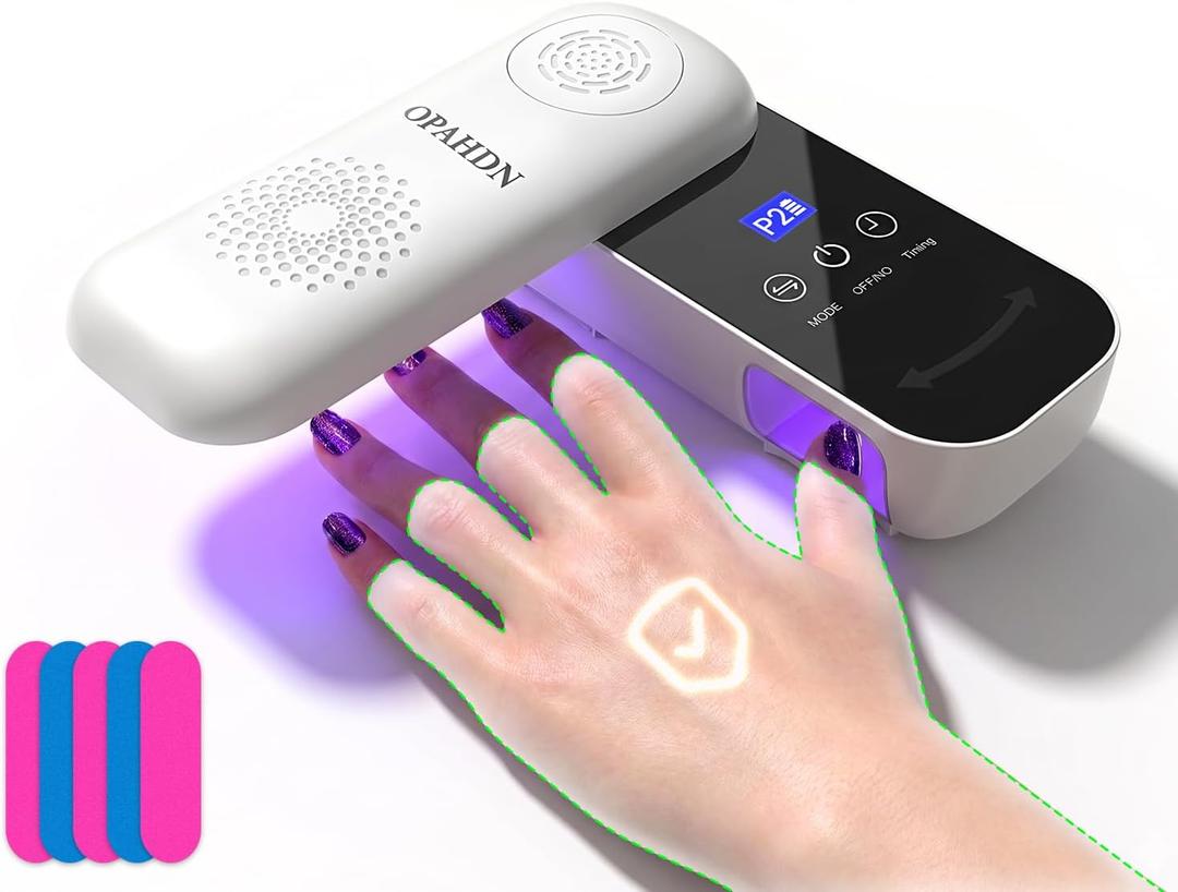 Cordless UV Nail Lamp for Nail Care, Rechargeable Finger Nail Repair Light with 240 Rotatable Panel, Portable Nail Dryer for Gel Polish Touch-Ups, Extensions, Manicure & Pedicure- White