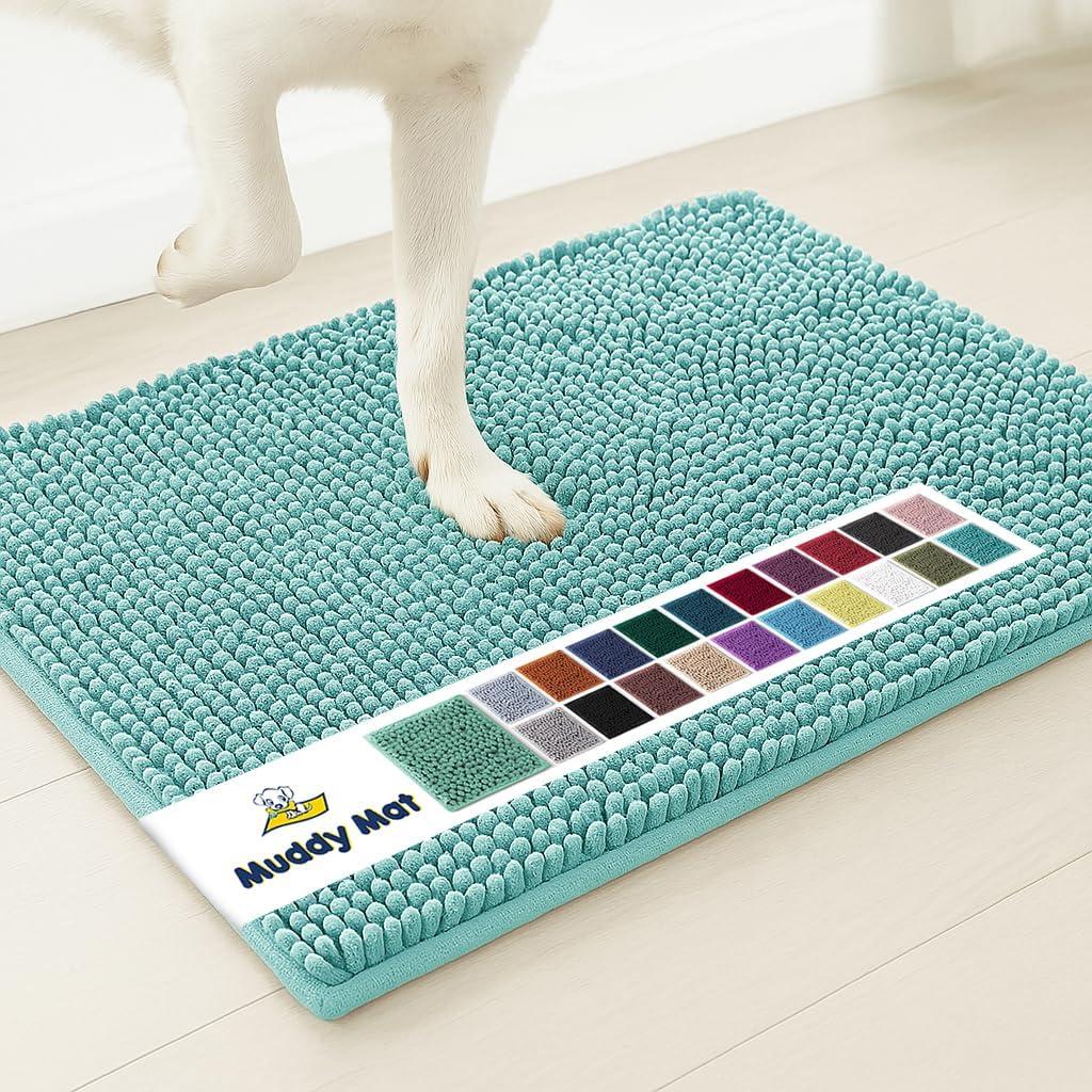 Muddy Mat® | Super Absorbent Door Mat Indoor, Microfiber Quick Dry Chenille Entryway Rug, Non-Slip Front Door Mat, Indoor Mats for Entryway, Machine Washable Pet Rug, Seafoam Green 48"x72"