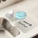 Dish Drying Mat for Kitchen Counter, with Built-in Drain Lip, Food-Grade Silicone, Easy Clean Pad for Countertop Protection, Multi-Functional Use (18x11.8, Beige)