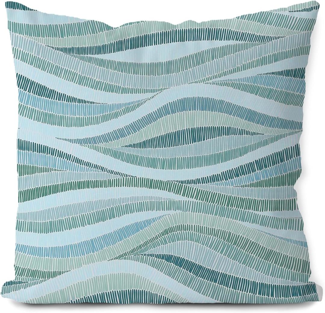 Light Blue Pillow Cover 18x18 - Boho Modern Abstract Geometric Pillow Cover,Aqua Decorative Throw Pillow Cover,Aqua Throw Decorative Pillowcase for Couch Home Living Room Decor