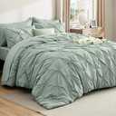 Bedsure California King Comforter Set Sage Green - Bed in a Bag California King 7 Pieces, GentleSoft Pintuck Bed Set Gift for Family, Pinch Pleat Sage Green Comforter with Sheets, Pillowcases & Shams