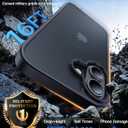 for iPhone 16 Case, [Military-Grade Drop Protection][Anti-Yellowing] Shockproof Protective Translucent Matte Cover for iPhone 16 Phone Case,Titanium Black