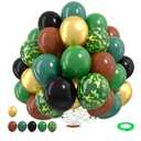 2 x Green Brown Camo Balloons,12 Inch Dark Green Black Metallic Green Gold for Camping Jungle Army Theme Birthday Baby Shower Party Decorations
