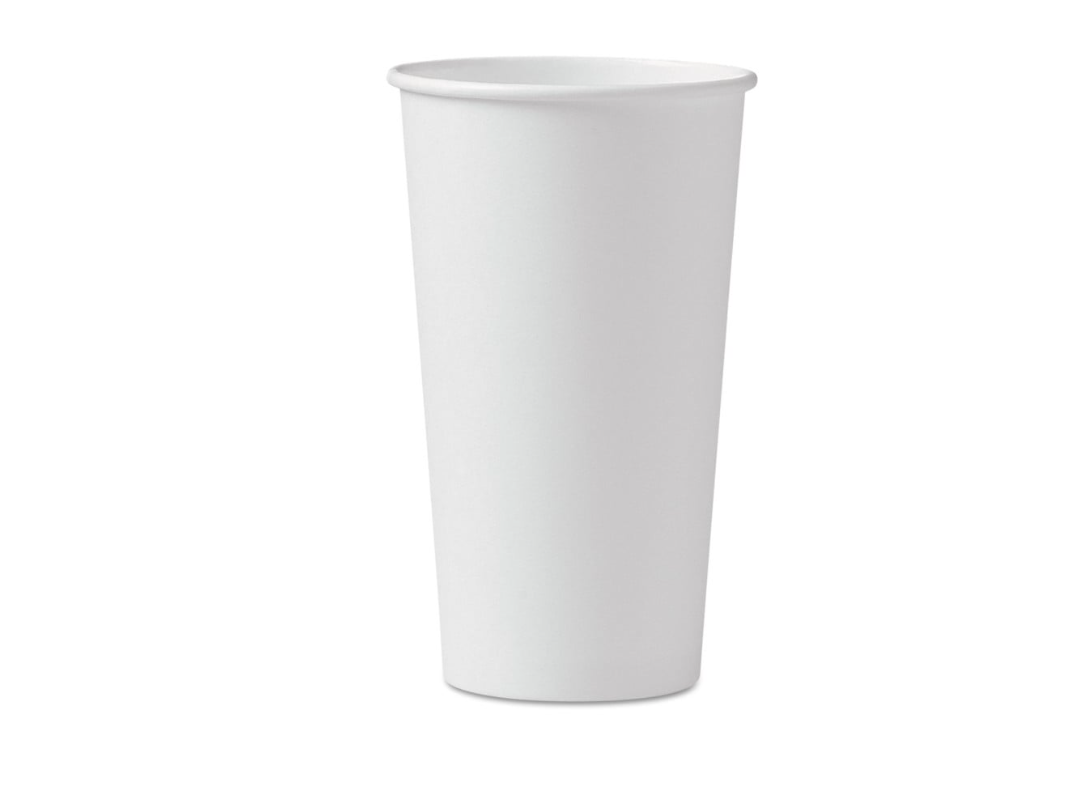 SOLO Single-Sided Poly Paper Hot Cups, 20 oz, White, 600/Carton (420W)