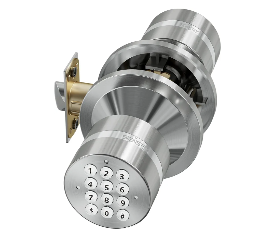Signstek Keyless Entry Door Lock, Door Knob with Keypad, Smart Code Door Lock, Mute Mode, Passage Function, Easy to Install, Satin Nickel