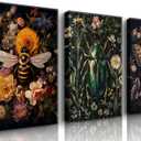 3 Pcs Dark Academia Butterfly and Bee Floral Wall Art Gothic Insect And Botanical Wall Decor Vintage Dark College Posters Canvas Prints Painting Picture for Bedroom Living Room 16x24in canvas