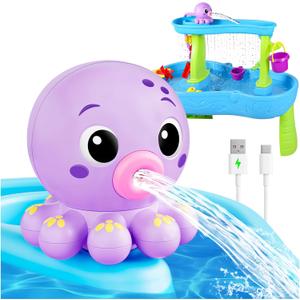 2026 Water Table Pump with Huge Water Output, Upgraded Octopus Water Pump for Water Table, 3H Non-Stop Fun for Step 2, Rechargeable Water Table Accessories for Kids Toddlers Summer Outdoor Water Toys (Purple)