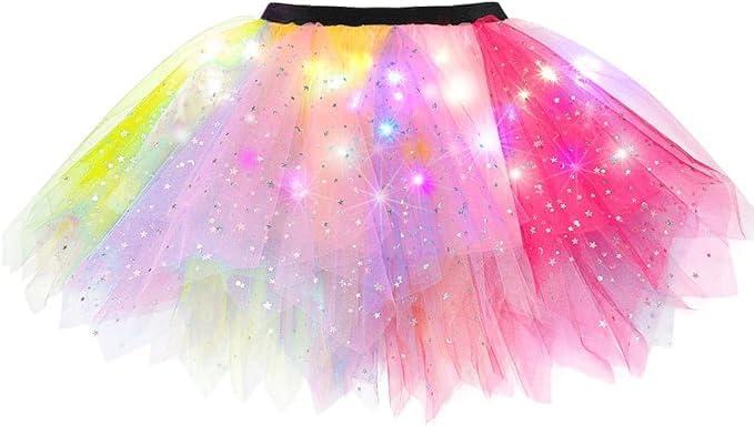 EVILD Girls Light Up Tutu Skirt Neon Rainbow Tutu Skirts