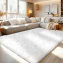 Rezutan 9x12 Large Area Rugs for Living Room, White Ultra Soft Fluffy Plush Rug for Living Room Bedroom, Thick Fluffy Carpet for Girls Boys Kids Room, Non Slip Dorm Rug for Home Decor Aesthetic
