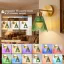Vintage Battery Operated Wall Sconce with Green Crystal Grid Glass Lampshade Rechargeable Battery Powered Wall Light with Remote Control for Bedside Bedroom Bathroom, Set of 2