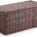 Large Cable Management Box, Handwoven Imitation Rattan Cord Organizer Cord Hider Box, Desk Cord Management Box to Hide Cords and Power Strips, Dark Brown