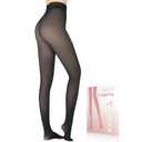 UISLII Fleece Lined Women's Tights Warm, Fake Translucent, Thermal, Skin Colored for Winter (Black Foot, Medium-Tall)