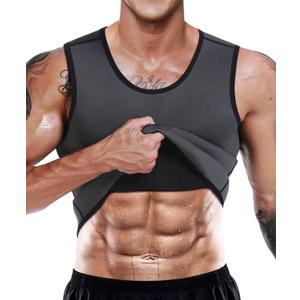 NonEcho Men Neoprene Waist Trainer Sauna Vest Gym Hot Sweat Tank Top Workout Shirt Shapewear Body Shaper No Zipper, Ss90 Dark Gray, Medium