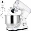MURENKING Stand Mixer 5-QT, 6+P Speed Tilt-Head Food Mixer 300W Dough Mixer with Stainless Steel Bowl,Dough Hook,Flat Beater&Whisk Electric Kitchen Mixer for Household Baking, Anti-Slip(Pearl White)