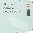TSJ OFFICE Glass Dry-Erase Board - 36 x 24 Inches Wall Mounted Whiteboard with Magnetism, Large Frameless Glass White Board for Office, Home & School