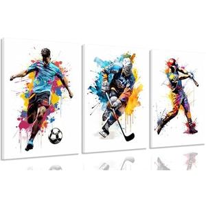 Soccer Graffiti Canvas Wall Art Baseball Lce Hockey Pictures Wall Decor Physical Education Player Posters Prints Paintings for Teenagers Children'S Room Sports Enthusiasts Home Decoration, Pack of 2