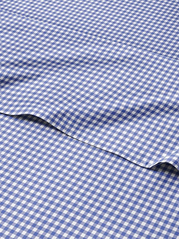 Blue Gingham Sheets - 1 Flat & 1 Fitted Sheet & 2 Pillowcases w/ Deep Pockets - Grid, Plaid, Checkered Pattern Bed Set - Comfy, Wrinkle & Fade Resistant - Ultra-Soft, Breathable & Cooling - Full Size