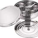 Stainless Steel Masala Dabba  8x8 inch Indian Spice Box with 7 Compartments for Kitchen Storage