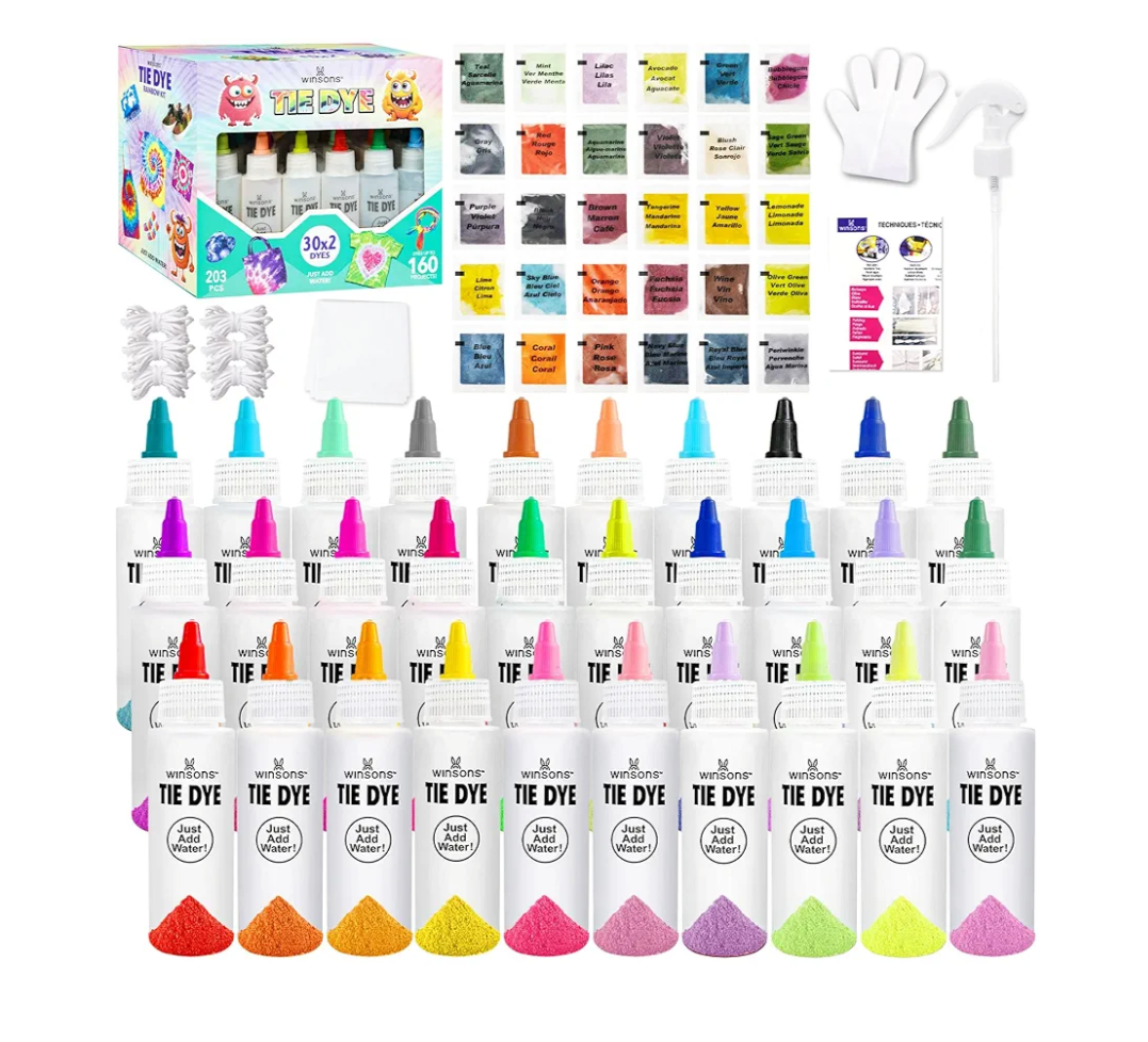 Pack Of 2 30 Colors Tie Dye Kit, Tie Dye Set for Kids, Pre-Filled Tye Dye Bottles, Non Toxic Permanent Fabric Dye Art Set, Easy DIY Fabric Art - Create Fun (30 Colors)