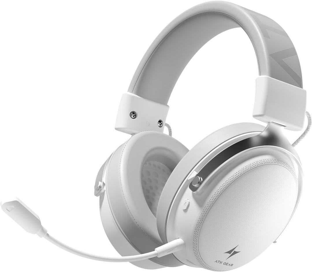 ATK N9 Gaming Headset for Xbox Series X|S, PS5, PC & Switch, Stereo Gaming Headphones with Detachable Noise-Canceling Mic,3.5MM Wired/2.4G/Bluetooth (N9 Pro/White)