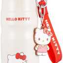 Hello Kitty Stainless Steel Insulated Water Bottle with Key Chain and Strap - Pink 600ml