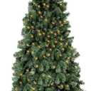6.5ft Pre-Lit Artificial Holiday Christmas Spruce Tree for Home, Office, Party Decoration 750-Branch&250 Warm White Lights Tips, Easy Assembly, Metal Hinges & Foldable Base