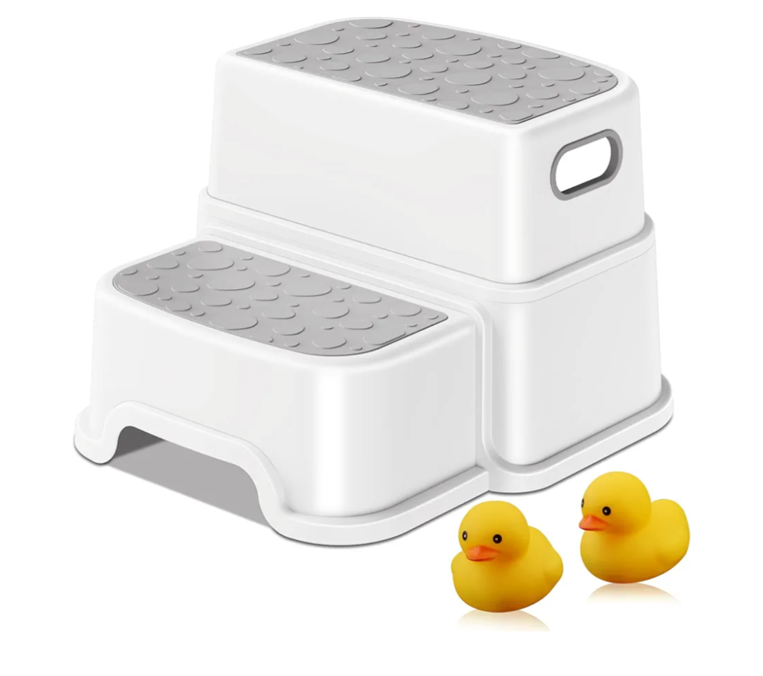 Toddler Step Stool,2 Step Stools for Kids with Anti-Slip Surface and Rubber Bottom, Kids Step Stool Poop Stool for Toilet Potty Training, Bathroom, Kitchen