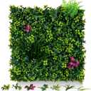Artificial Grass Wall Panels, 20"x20" 16pcs Grass Backdrop Wall with Mint Plant Leaves, UV-Anti Fake Greenery Plant Boxwood Panels for Privacy Fence Screen, Outdoor Green Wall Decor for Patio Garden