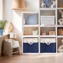 DECOMOMO Cube Storage Bins 13x13 Storage Cubes for Toys, Shelves, Closet and Cube Organizer (Navy Blue & White, 3 Pack)