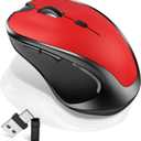 Mouse for MacBook Wireless Bluetooth Mouse Laptop MacBook Air Mac Pro Rechargeable Silent PC iPad Optical Mouse with Jiggler Dual Mode Switch Bluetooth 5.2/3.0 and 2.4GHz USB Type-C Receiver Red