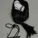 Adult Men Short Black Pigtail Synthetic Hair Wigs with Bolo Tie for Costume Cosplay Halloween Party