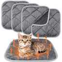 Clysee 4 Pack Self Heating Cat Pad Self Warming Dog Mat Reflects Body Heat Extra Warm Thermal Pet Pad Washable Dog Cat Bed Crate Bed Mat Blanket(Gray,16 x 16 Inch)