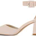 mysoft Women's Pointed Toe Low Chunky Heels Closed Toe Ankle Strap Dress Pump Shoes - 8W